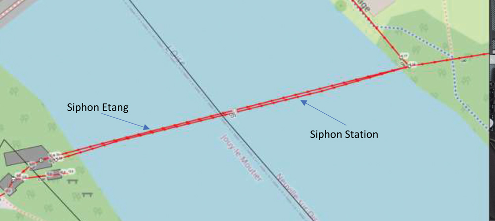 Siphon Étang et siphon Station (deux canalisations en parallèle passant sous l'Oise)
